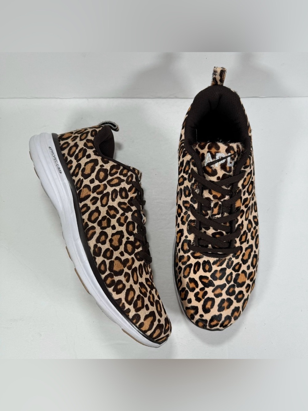 APL Iconic Pro Calf Hair Tan Brown Leopard Print Sneakers Women Size 10.5